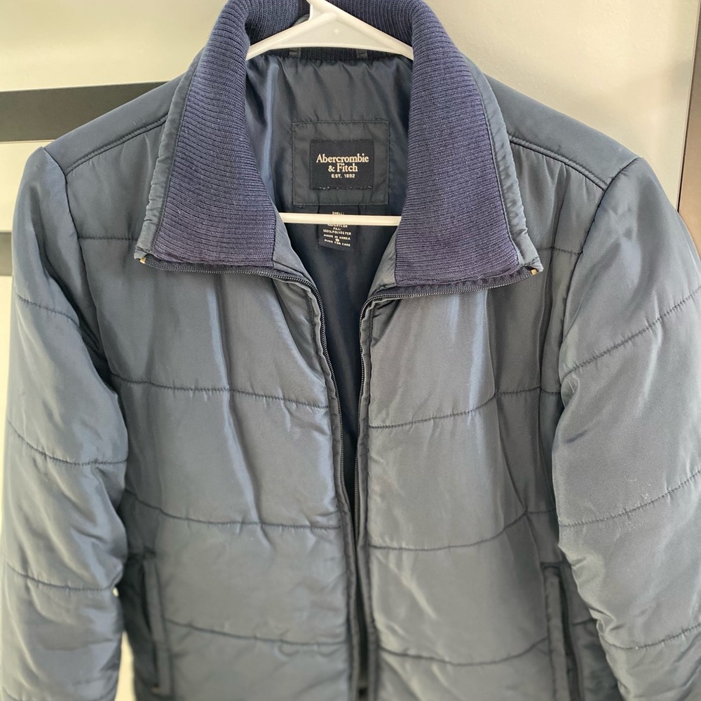 Abercrombie & Fitch Unisex Puffer Jacket Navy Blue - Small